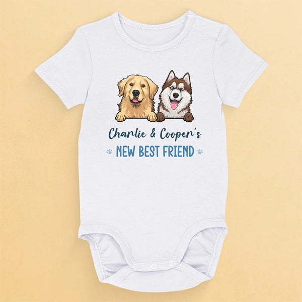Meet Our New Best Buddy! - Custom Baby Onesie Featuring Personalized Dog and Cat Designs - Perfect gift for baby showers, tailored for pet lovers and pet owners