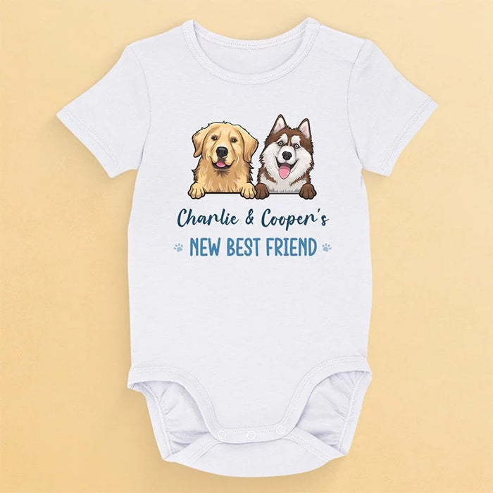 Meet Our New Best Buddy! - Custom Baby Onesie Featuring Personalized Dog and Cat Designs - Perfect gift for baby showers, tailored for pet lovers and pet owners