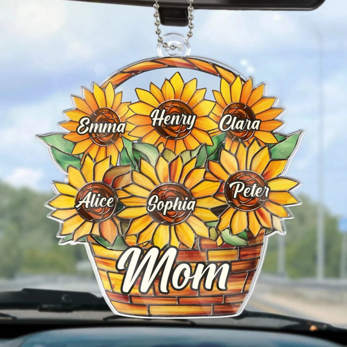 Timeless Love, Dearest Mom - Personalized Family Custom Car Ornament – Acrylic Shaped Design - Mother's Day, Gift For Mom, Grandma