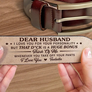 My Dear Husband, I Love You Always - Customizable Couple’s Leather Belt with Engraving – Perfect Anniversary Gift for Husband or Boyfriend