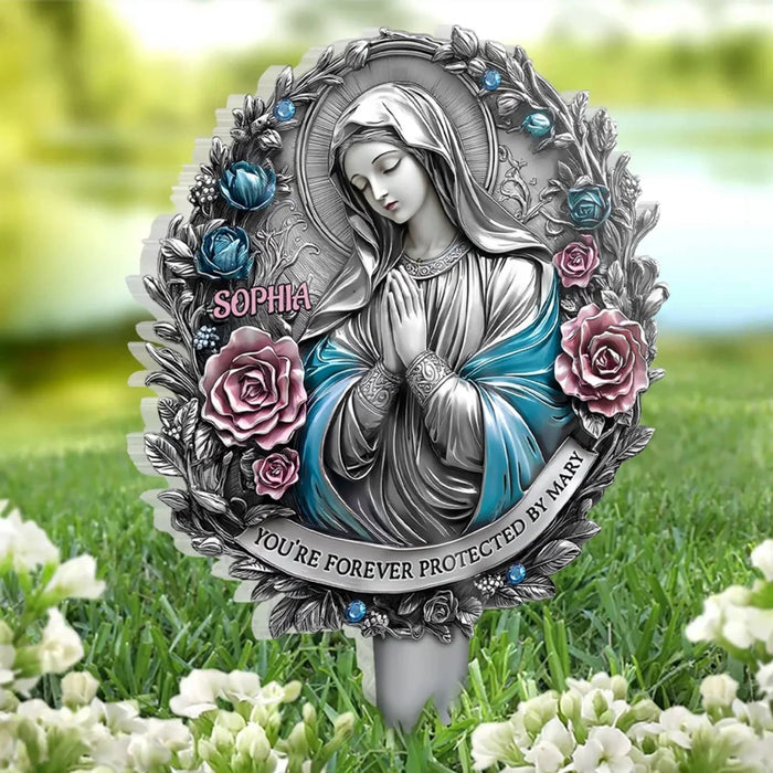 Together, Always - Custom Acrylic Garden Stake with Memorial Stained Glass Design - Comforting Memorial Gift for Family