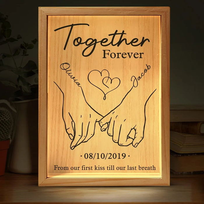 Forever Bound, From the First Kiss Until the Last Breath - Romantic Couple Light Box with Custom Design - Anniversary with a Special Gift for Husband &amp; Wife