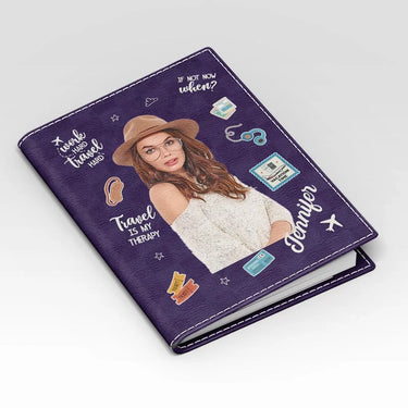 Custom Photo Travel Heals My Soul - Customized Travel Passport Cover &amp; Passport Holder - Gift For Travel Lovers