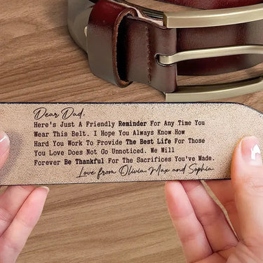 Our Gratitude Will Never Fade- Personalized Leather Belt with Custom Family Engraving- The Best Father’s Day Gift for Dad and Grandpa