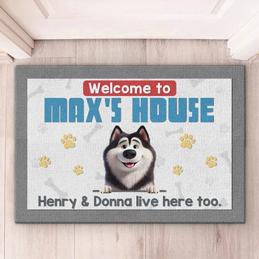 Welcome! I Let the Human Stay Here Too  - Custom Dog &amp; Cat Decorative Mat for Your Home - Perfect Housewarming Gift for Pet Owners &amp; Animal Lovers