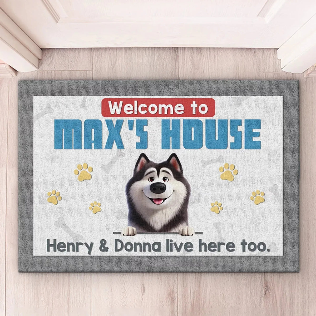 Welcome! I Let the Human Stay Here Too  - Custom Dog &amp; Cat Decorative Mat for Your Home - Perfect Housewarming Gift for Pet Owners &amp; Animal Lovers