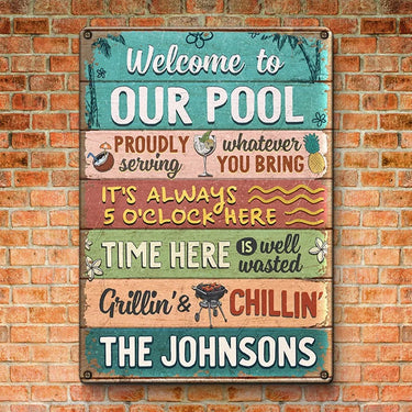 Welcome to Our Neighborhood - Family Personalized Metal Sign  - Gift For Family Members