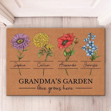 Where Love Blooms - Custom Family Name Decorative Mat for Your Home - Thoughtful Holiday &amp; New Home Gift for Grandparents