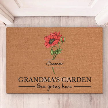 Where Love Blooms - Custom Family Name Decorative Mat for Your Home - Thoughtful Holiday &amp; New Home Gift for Grandparents