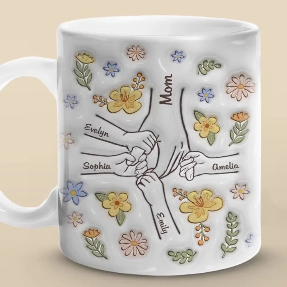 Your Hands Lead Us, Your Love Fills Our Hearts - Custom 3D Inflated Effect Printed Mug for Family - Thoughtful Gift for Mom and Grandma