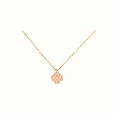 Alhambra Rose Hammered Beaded Clover Necklace