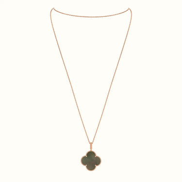 Alhambra Rose Inlay Clover Pendant Necklace