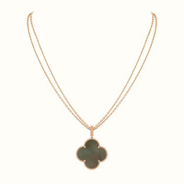 Alhambra Rose Inlay Clover Pendant Necklace