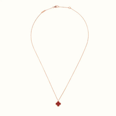 Alhambra Rose Red Beaded Clover Necklace