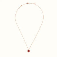 Alhambra Rose Red Beaded Clover Necklace