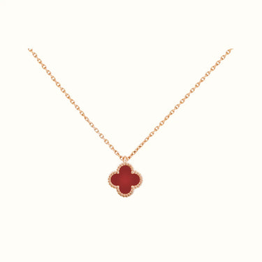 Alhambra Rose Red Beaded Clover Necklace