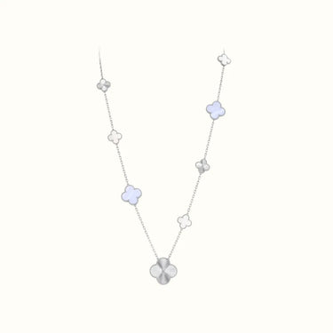 Alhambra White Mixed Clover Motif Long Necklace
