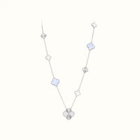 Alhambra White Mixed Clover Motif Long Necklace