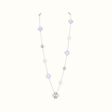 Alhambra White Mixed Clover Motif Long Necklace