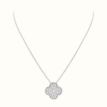 Alhambra White Pavé Clover Necklace