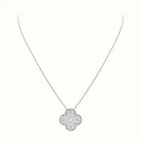 Alhambra White Pavé Clover Necklace