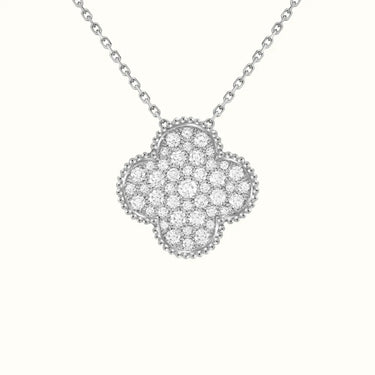 Alhambra White Pavé Clover Necklace