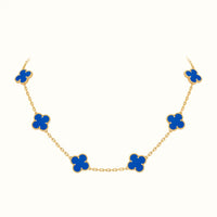 Alhambra Yellow Blue Clover Station Necklace