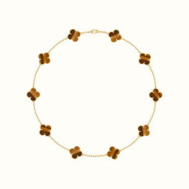 Alhambra Yellow Striped Clover Station Necklace