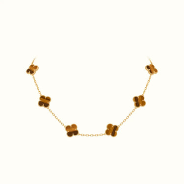 Alhambra Yellow Striped Clover Station Necklace