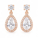 Amorette Pear Halo Drop Earrings