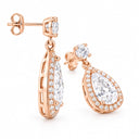 Amorette Pear Halo Drop Earrings
