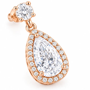 Amorette Pear Halo Drop Earrings