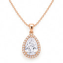 Amorette Pear Halo Drop Pendant Necklace