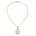 Amorette Pear Halo Drop Pendant Necklace