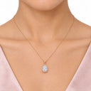 Amorette Pear Halo Drop Pendant Necklace
