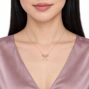 Amorette Ribbon Bow Pendant Necklace