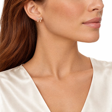 Amorette Ribbon Bow Stud Earrings