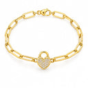 Amour Heart Padlock Paperclip Bracelet