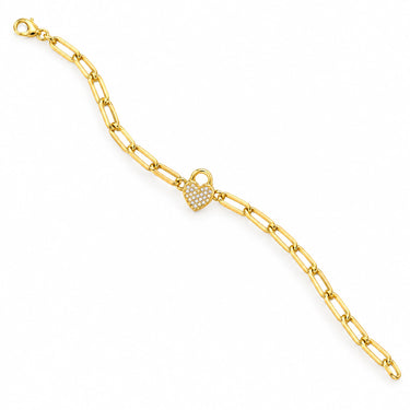 Amour Heart Padlock Paperclip Bracelet