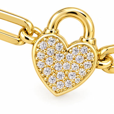 Amour Heart Padlock Paperclip Bracelet