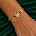 Amour Heart Padlock Paperclip Bracelet