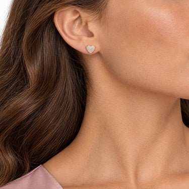 Amour Pave Heart Stud Earrings