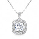 Aveline Cushion Double Halo Pendant Necklace