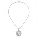 Aveline Cushion Double Halo Pendant Necklace