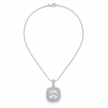 Aveline Cushion Double Halo Pendant Necklace