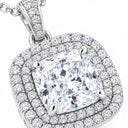 Aveline Cushion Double Halo Pendant Necklace