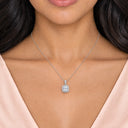 Aveline Cushion Double Halo Pendant Necklace