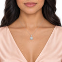 Aveline Cushion Double Halo Pendant Necklace