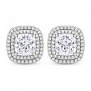 Aveline Cushion Double Halo Stud Earrings