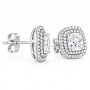 Aveline Cushion Double Halo Stud Earrings